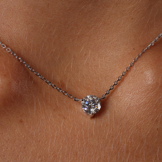 שרשרת מויסנייט חיתוך עגול - VVS1 צבע D