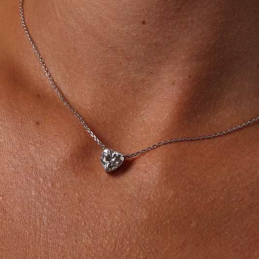 שרשרת מויסנייט חיתוך לב - VVS1 צבע D